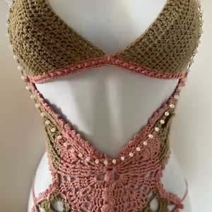 Homemade crochet beach suit